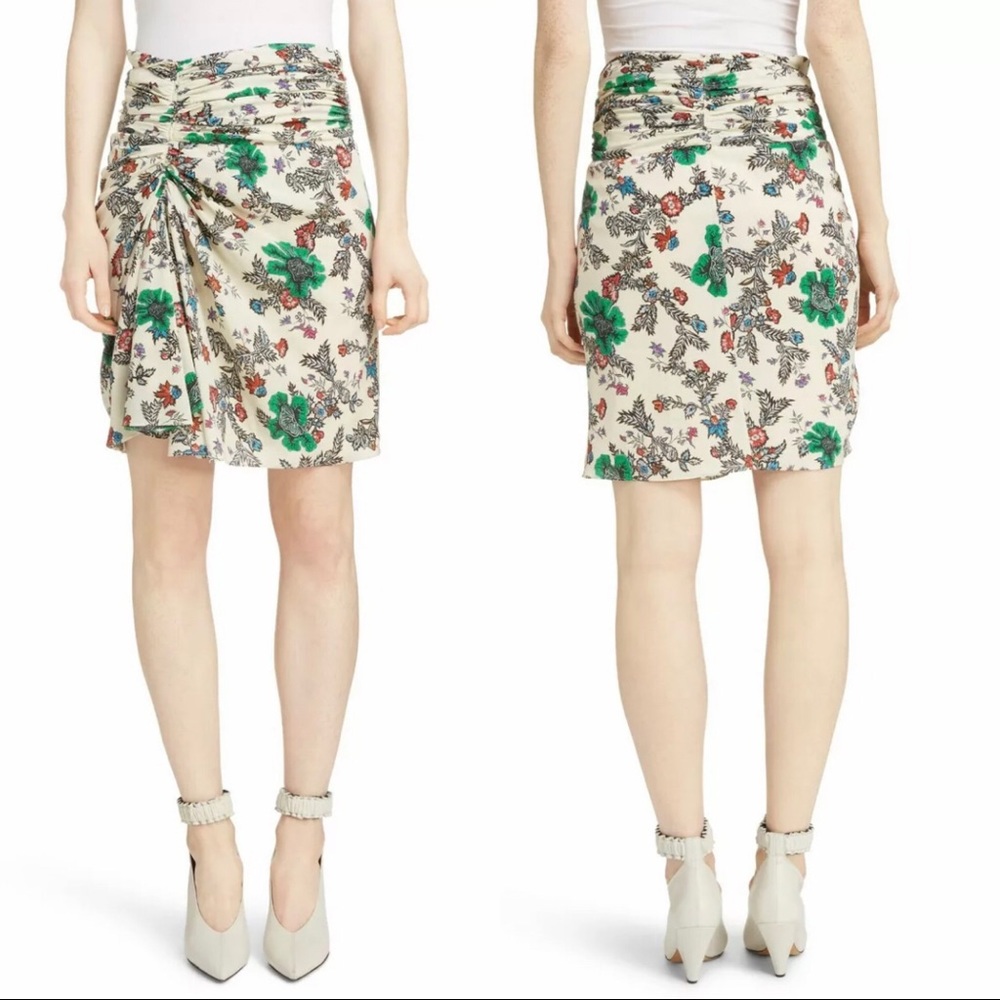 Isabel Marant Cereny Floral Ruched Ruffle Skirt